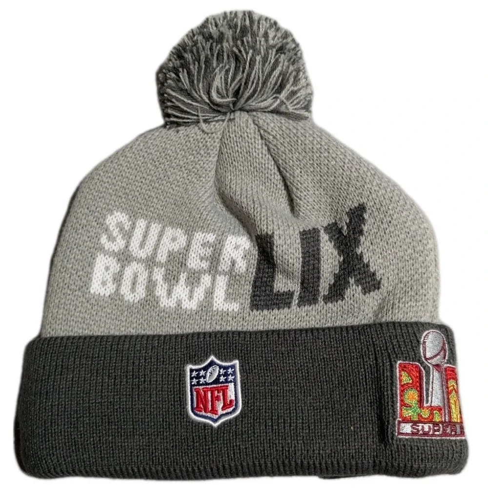 NWT Kansas City Chiefs Super Bowl LIX Knit Beanie Hat New Era‎ Gray Pom NFL